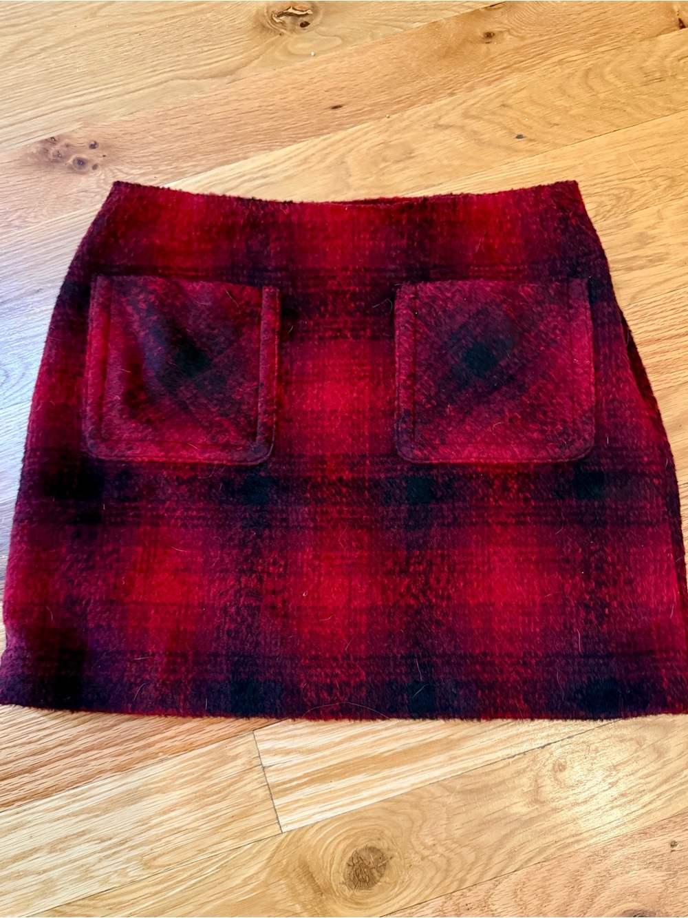 Banana Republic Red and Black Plaid Mini Skirt